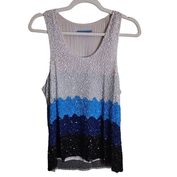 Alice + Olivia Sequined Striped Ombre Tank Top Size S - Picture 2 of 9